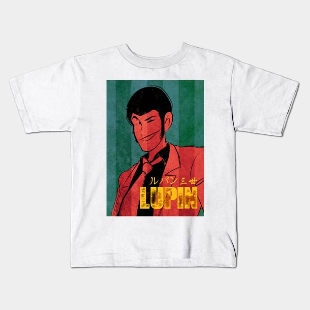 037 Lupin Vintage Kids T-Shirt by Yexart
